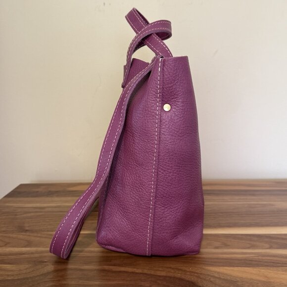 Portland Leather Goods Medium Crossbody Mulberry purple EUC bag purse tote - Picture 2 of 10